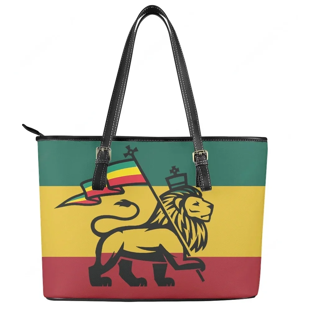 

Reggae Rastafarian Rasta Lion Of Judah Custom Handbag Womens Mens Tote Bag Shoulder Bag Business Leather Purse Travel Bag Gift