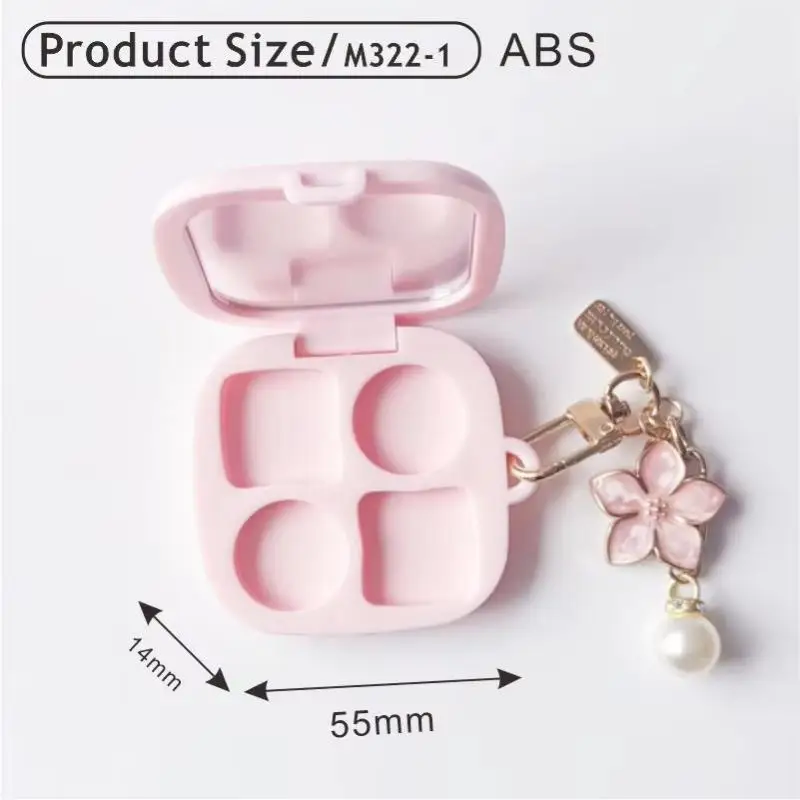 Leeres Licht, 4 Fächer, rechteckig, Lidschatten, Lippenstift, Concealer, Pulverbox, Kosmetikverpackung für DIY-Lidschattenkosmetik mit Loch