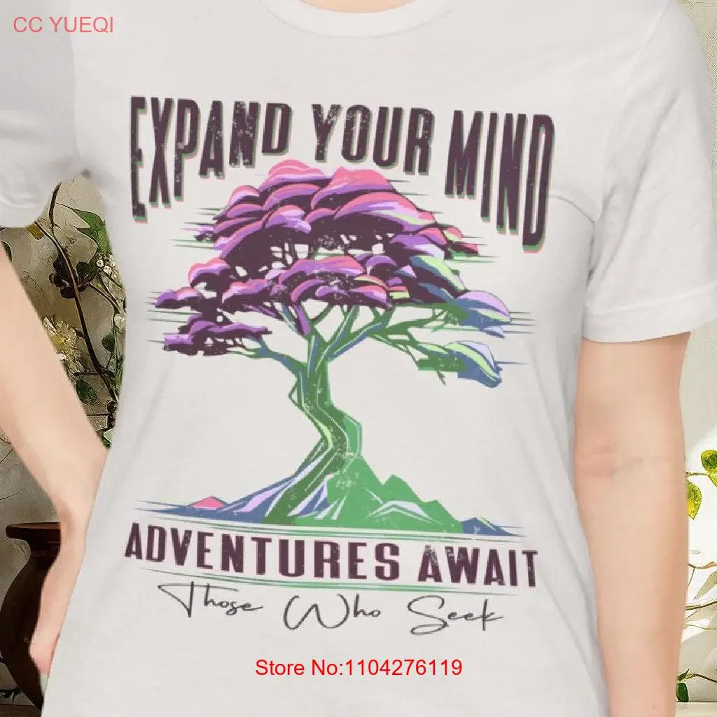 Adventures Await Those Who Seek Women's Tree Urban Camping Retro Hippie Vacation T Shirt Expand Your Mind Expansion