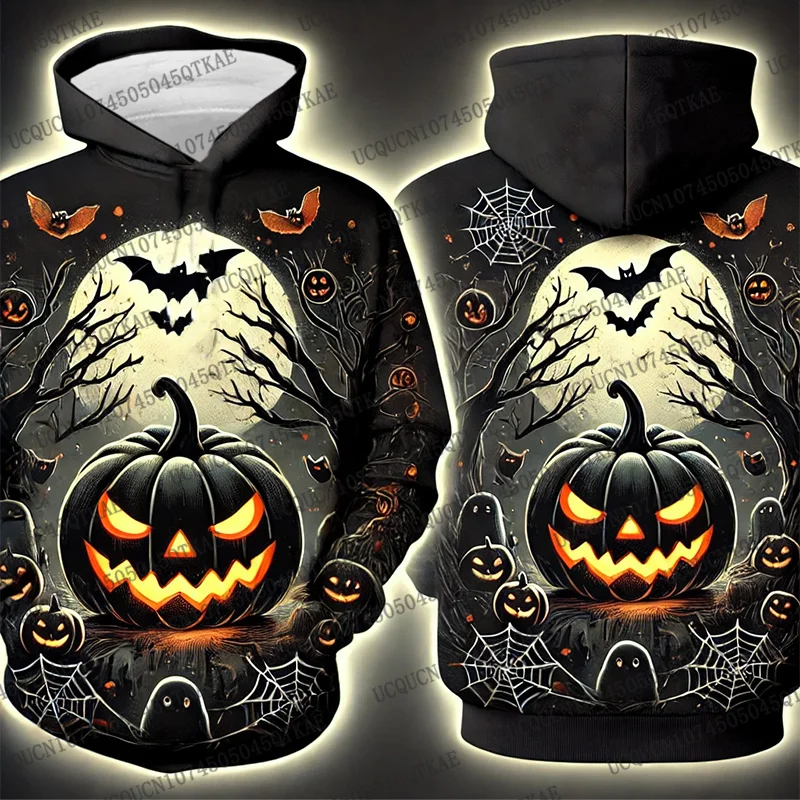 2025 Halloween Hoodie Herbst Winter Männer Frauen Oversize Casual Sweatshirt Kürbis Skelett 3D Druck Unisex Pullover Hoodies