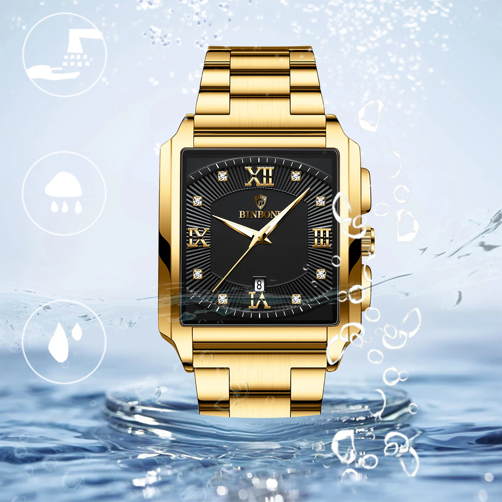 لانكاردو-ساعة كوارتز مربعة للرجال ، ستانلس ستيل ، مقاومة للماء ، أيدي مضيئة ، مقياس ماسي ، أزياء تناظرية ، كاجوال