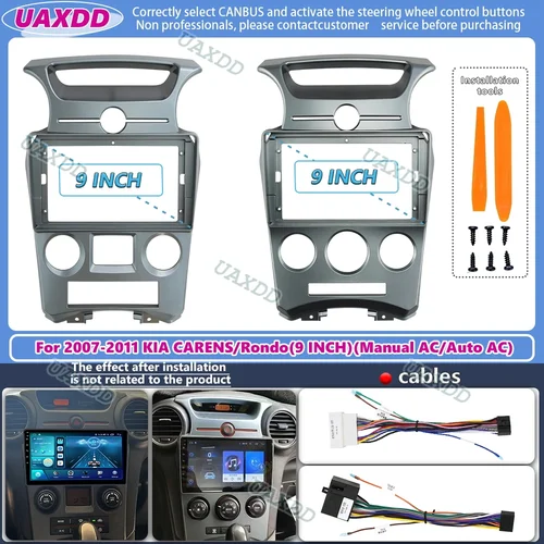 Para KIA 2007-2011 carens rondo 9 pulgadas coche dvd radio android marco estéreo panel fascia tablero reproductor de audio pantalla arnés de cables