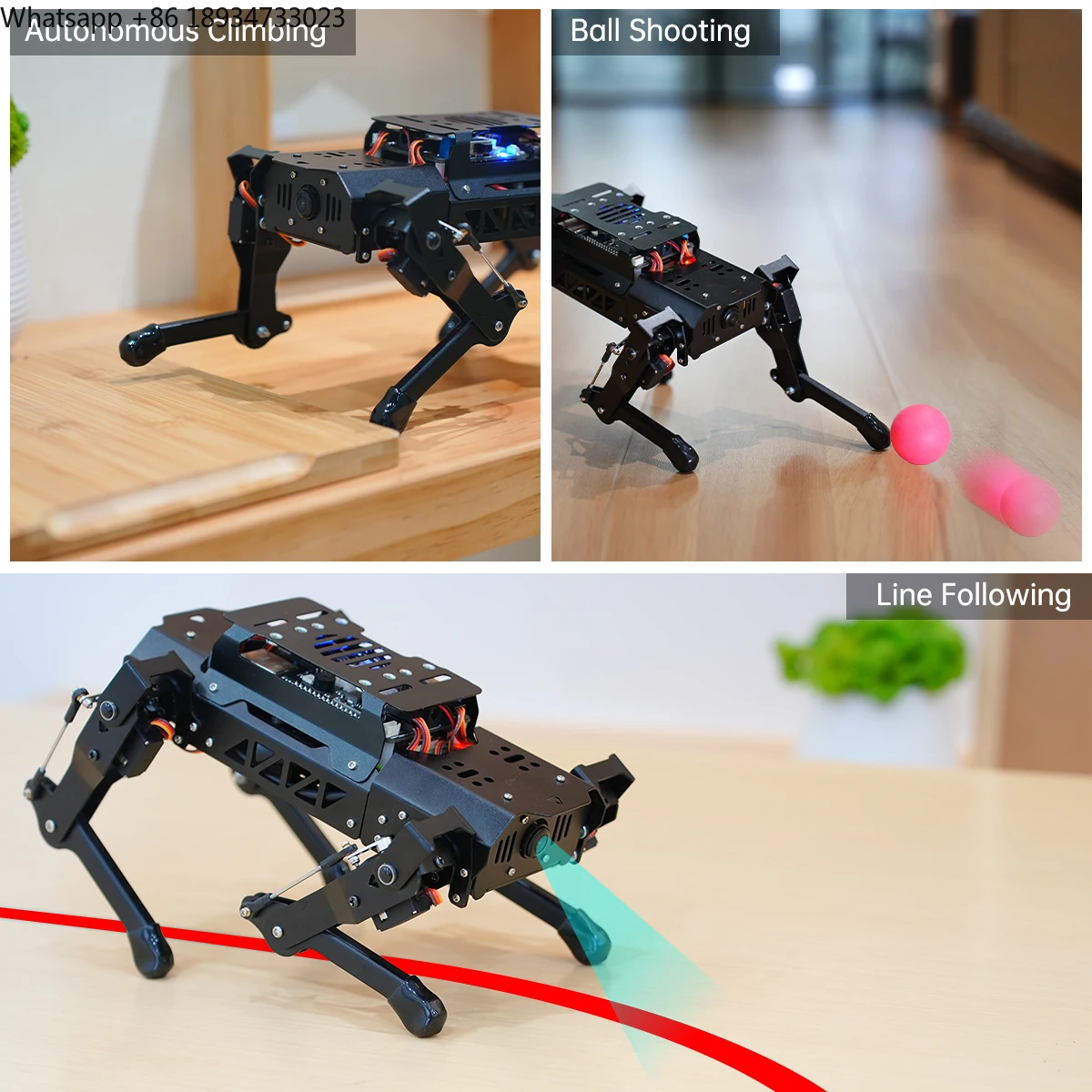 Hiwonder PuppyPi AI Vision ROS Open Source 8DOF Quadrupède Chatgpt Robot Chien alimenté par Raspberry Pi 5 Kits robotiques éducatifs