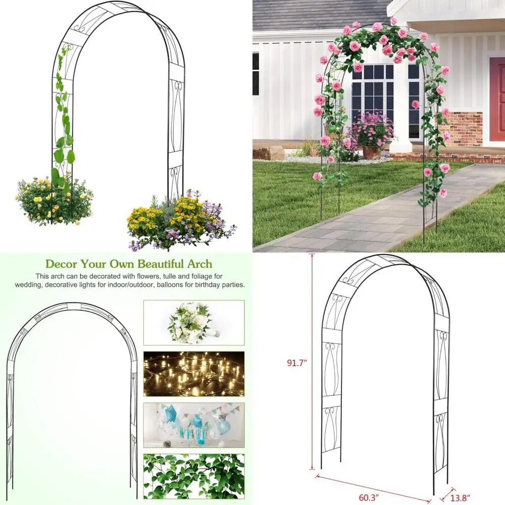 

Черная металлическая садовая решетка Kinbor для вьющихся растений, дизайн стальной арки