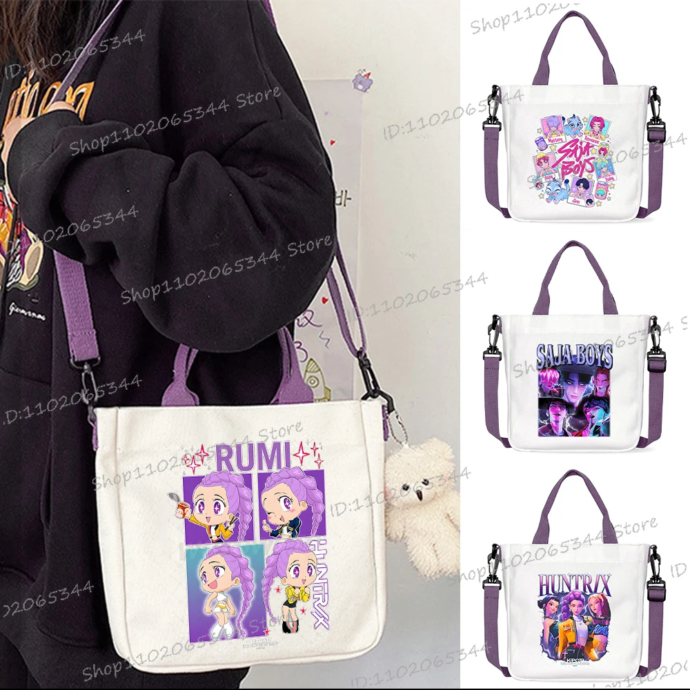 

Fashion Kpop Demon Hunters Crossbody Bag Purple White Shoulder Bags Korean Ulzzang Kpop Demon Hunters Women Teen Handbags
