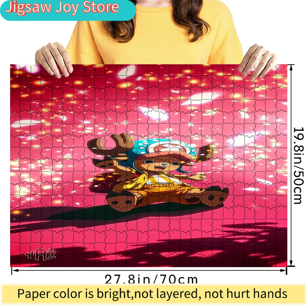 

Пазл из художественной бумаги One Piece с Тони Тони Чоппером на сияющем красном фоне, коллекционный аниме-подарок с милым персонажем-оленем