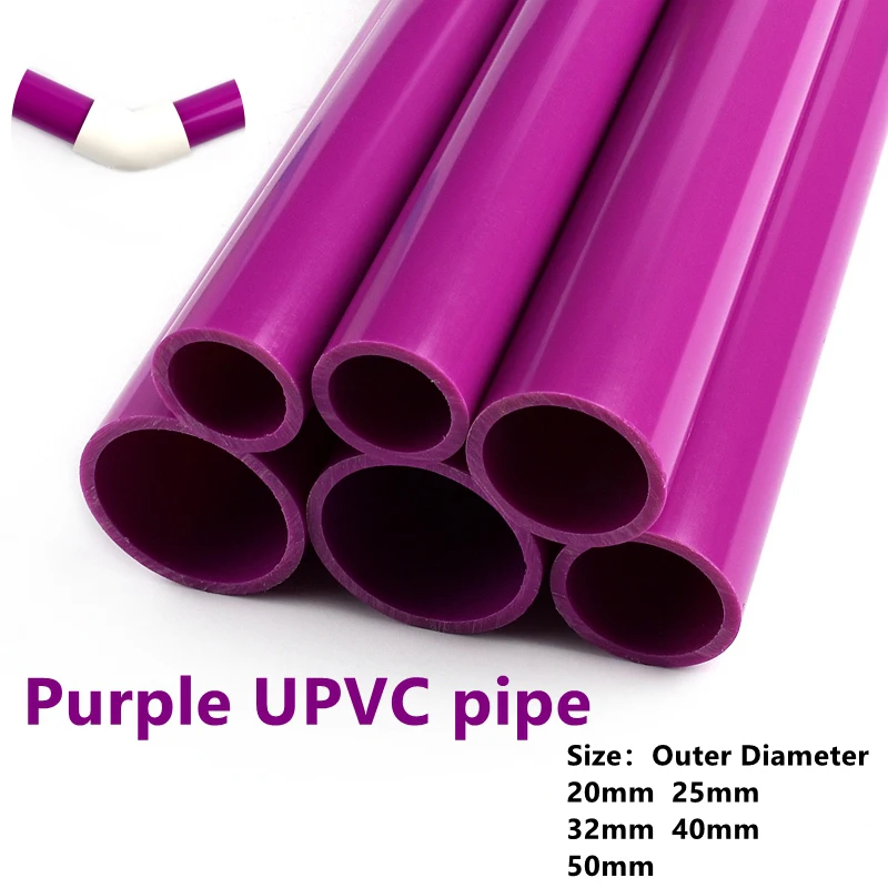 2~5 PCS OD 20,25,30,40,50mm Purple PVC Pipe Length 25cm OR 50cm Garden Irrigation Aquarium Fish Tank Water Tube Plumbing Fitting