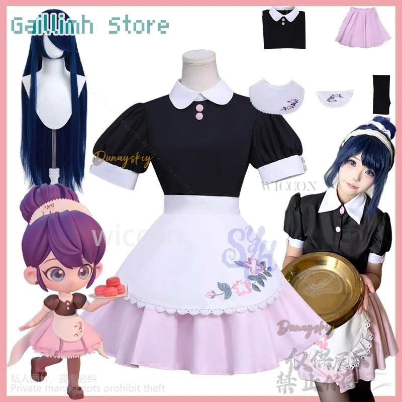 

Cartoon Nadu Buu S6 Cosplay Mira Costume Sweet Flower Sleeve Pleated Mini Dress Maid Kawaii Waitress Jirai Kei Girls Halloween