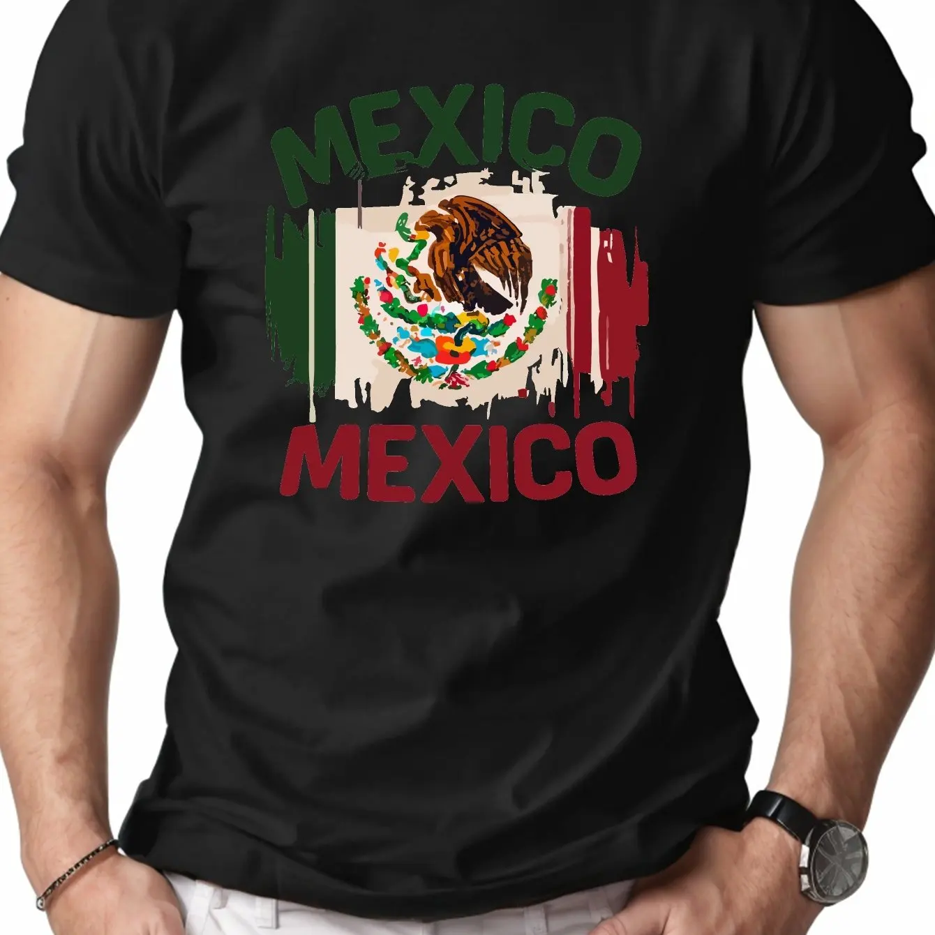 Men's T-shirt Mexican Flag Short Sleeve Casual O Neck Sportshirt Outdoor Pullover Streetwear Top Tees Male Oversized Clothing