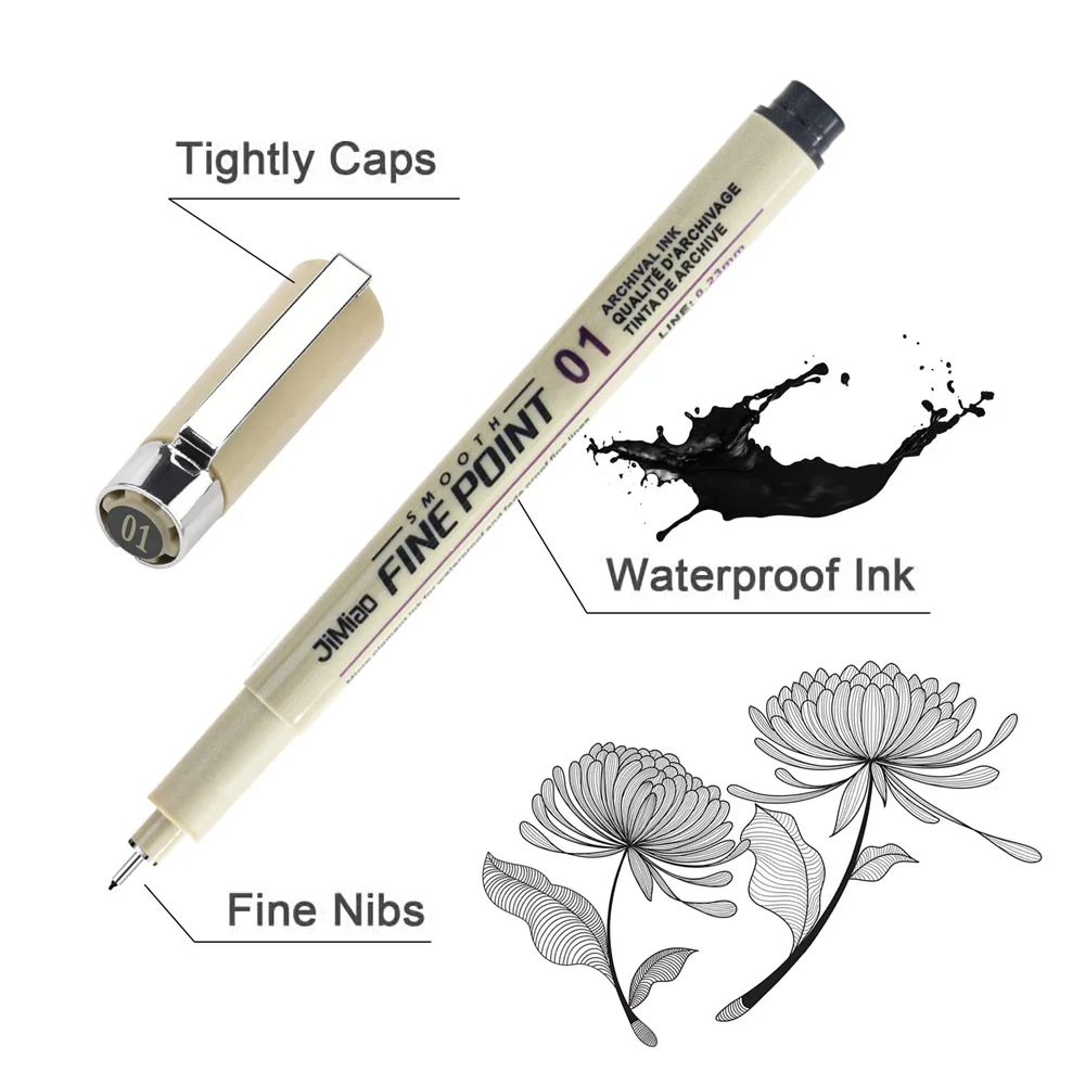 6-12Pcs/Set Hook Needle Pen Hand-painted Fineliner Sketch Pen Student Study Office Supplies Special Stationery Art Supplies