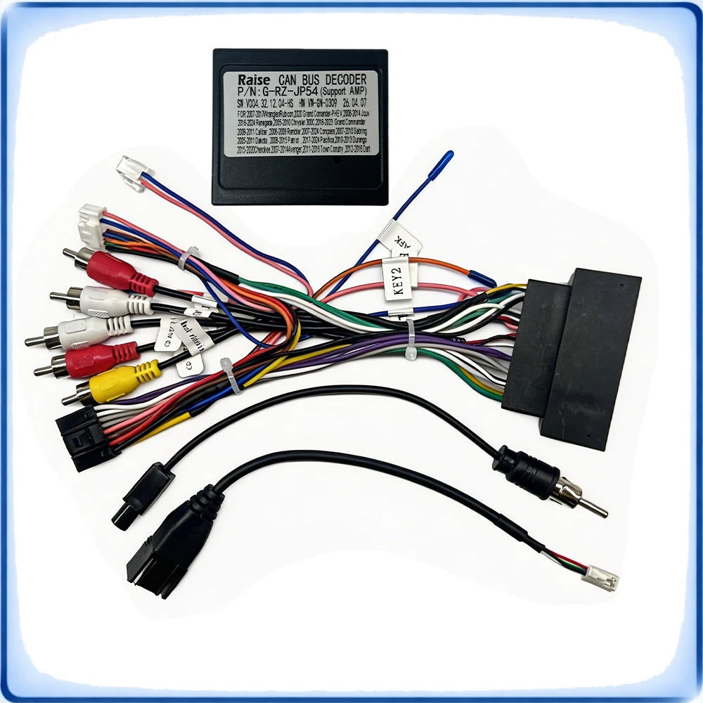 

52Pin to 16Pin Car Radio Wiring Harness with CANBUS Decoder for Jeep Cherokee Renegade Android Stereo