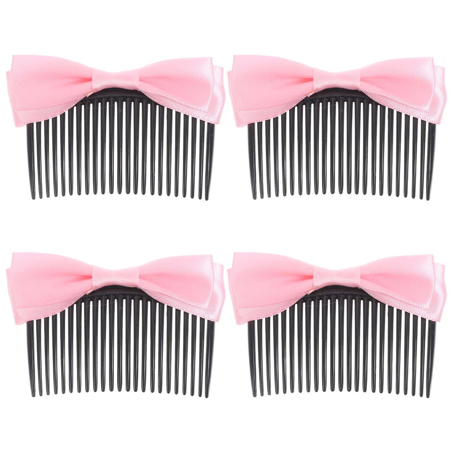 

4 Pcs Hairpin Organizer Bow Combs Pink LD045 Women Accessories Hair Clips For Back Stylish Look Delicate Design