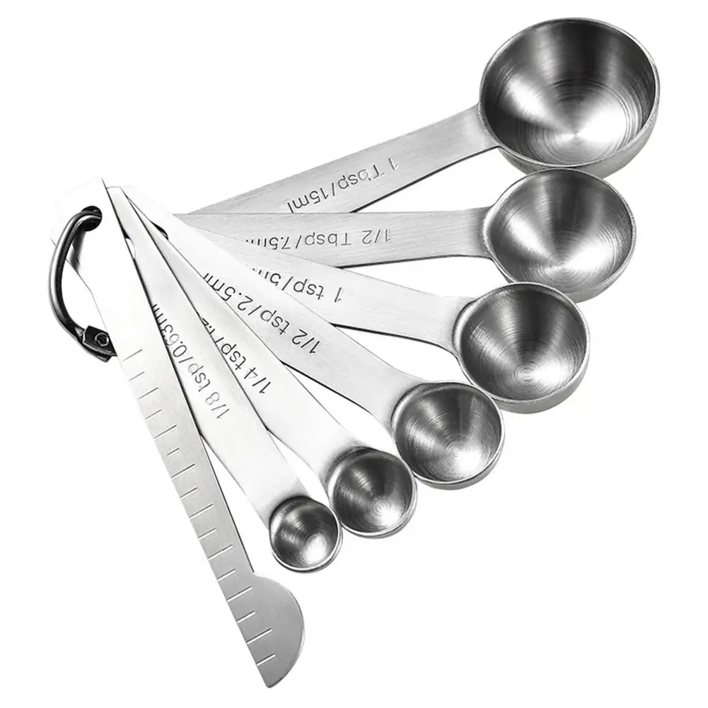 

7Pcs/Set Measuring Spoon Stainless Steel with Leveler Accurate Measurement Spice Measuring Scoop Set Kitchen Gadgets