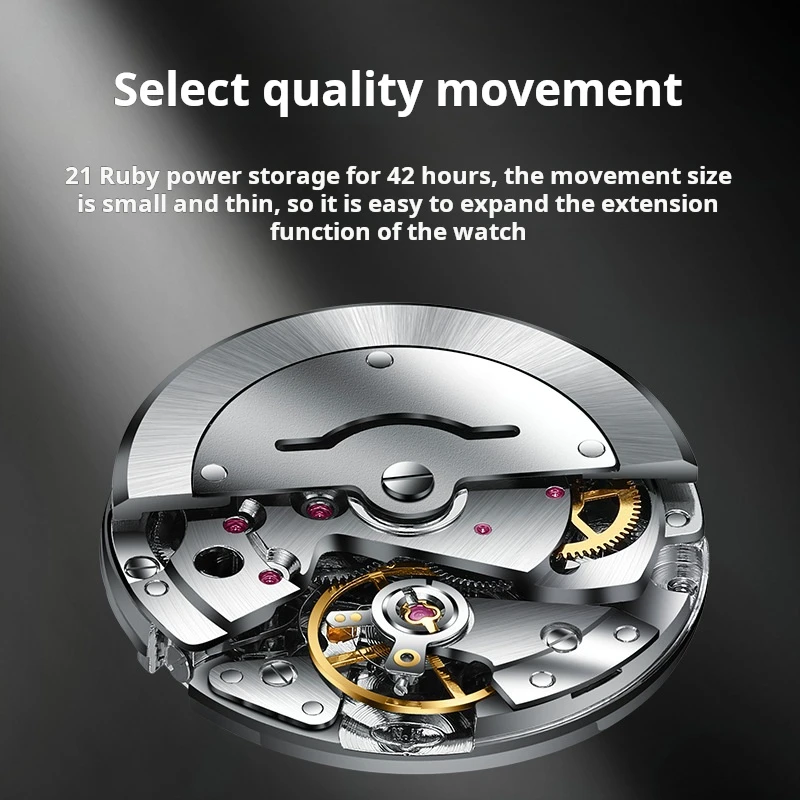 ساعات رجالية 2026 ساعة أوتوماتيكية جديدة فاخرة باللون الذهبي الوردي للرجال من الفولاذ المقاوم للصدأ مقاومة للماء بتقويم ميكانيكي للرجال #5