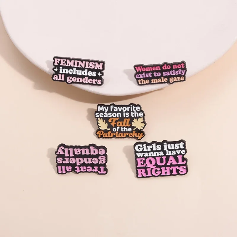 Giris Just Wanna Have Equal Rights Enamel Pins Treat All Genders Equally Feminism Brooches Lapel Badges Women's Rights Jewelry