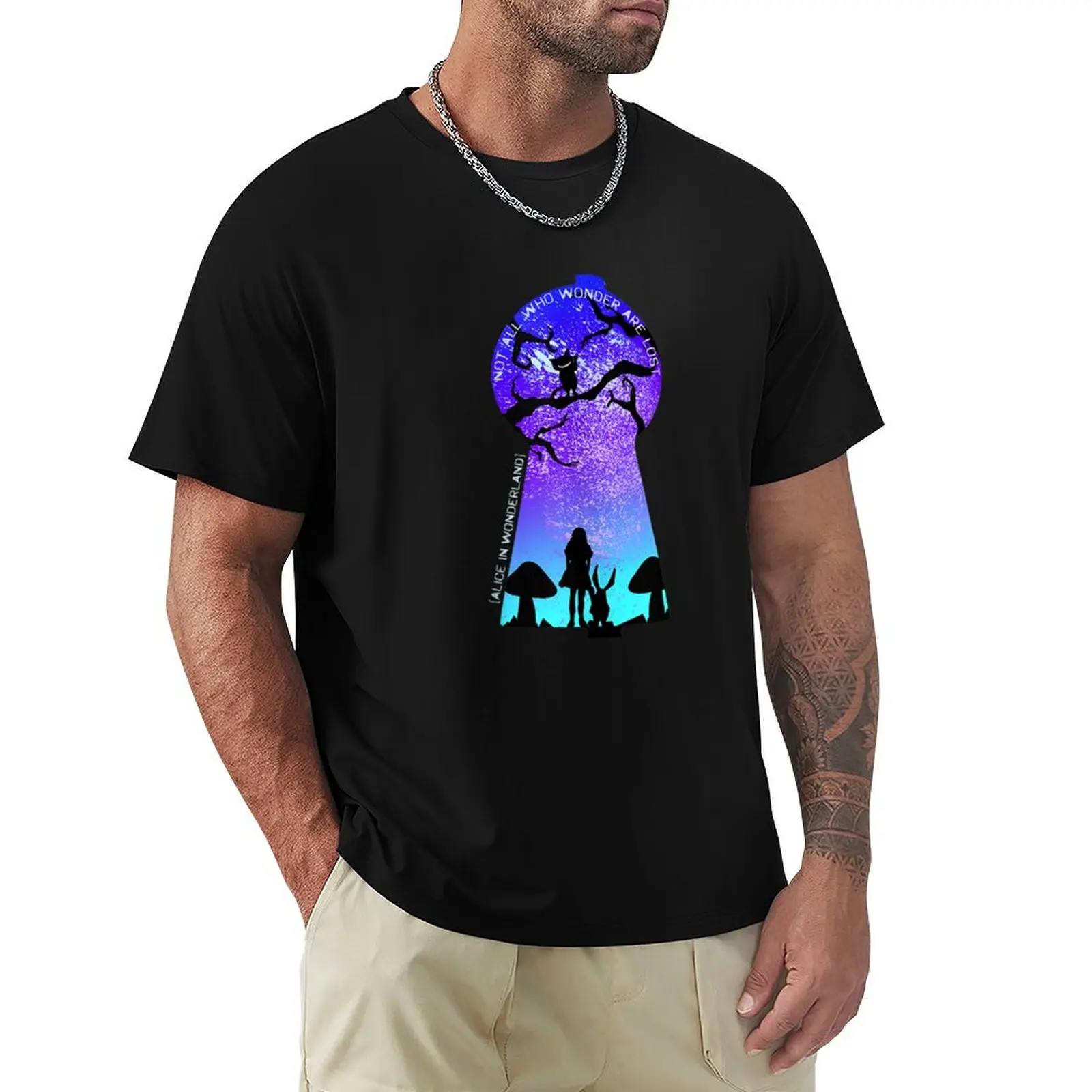 

Not All Who Wonder Are Lost - In Wonderland T-Shirt All Match Basic Short Sleeve Top