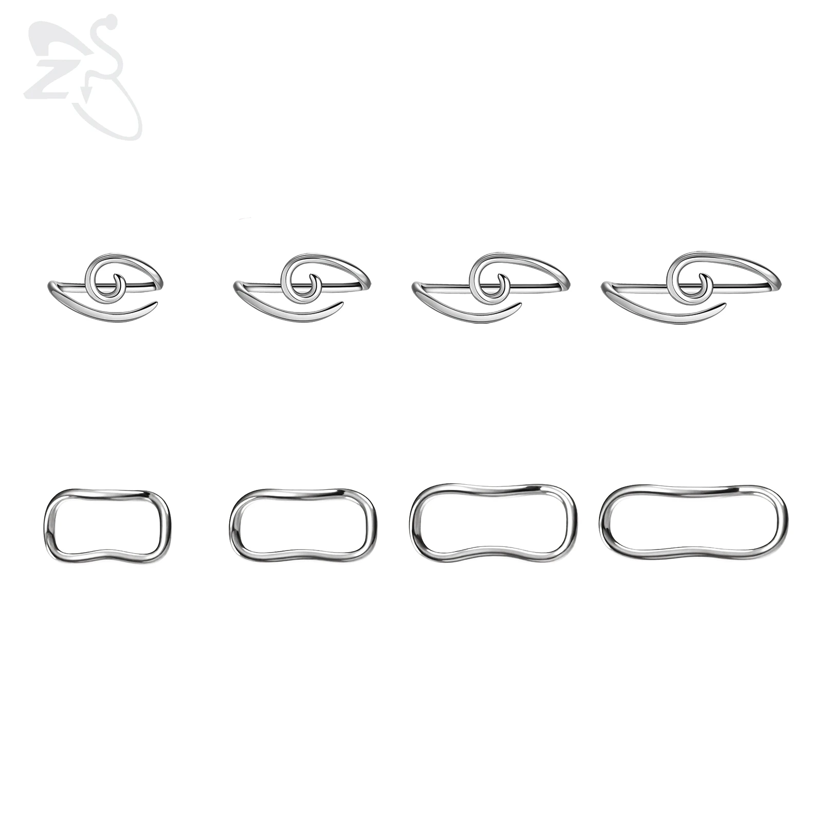 ZS 1PC 16G 925 Silver Inner Hook Outer Hook Eyebrow Ring Spiral Bridge Nose Stud Helix Earring Gold Color Cartilage Piercing
