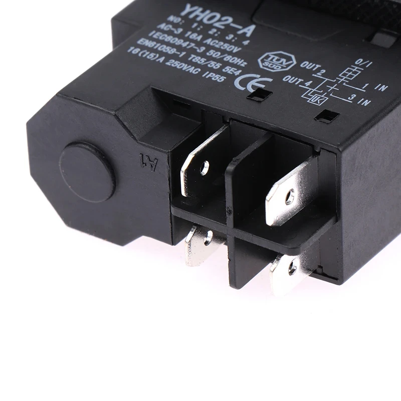 YH02A 250VAC Elektromagnetische Drucktastenschalter, Startschalter für Maschinen und Werkzeugausrüstung, wasserdichter Sicherheitsschalter IP55 16A – Detail 4