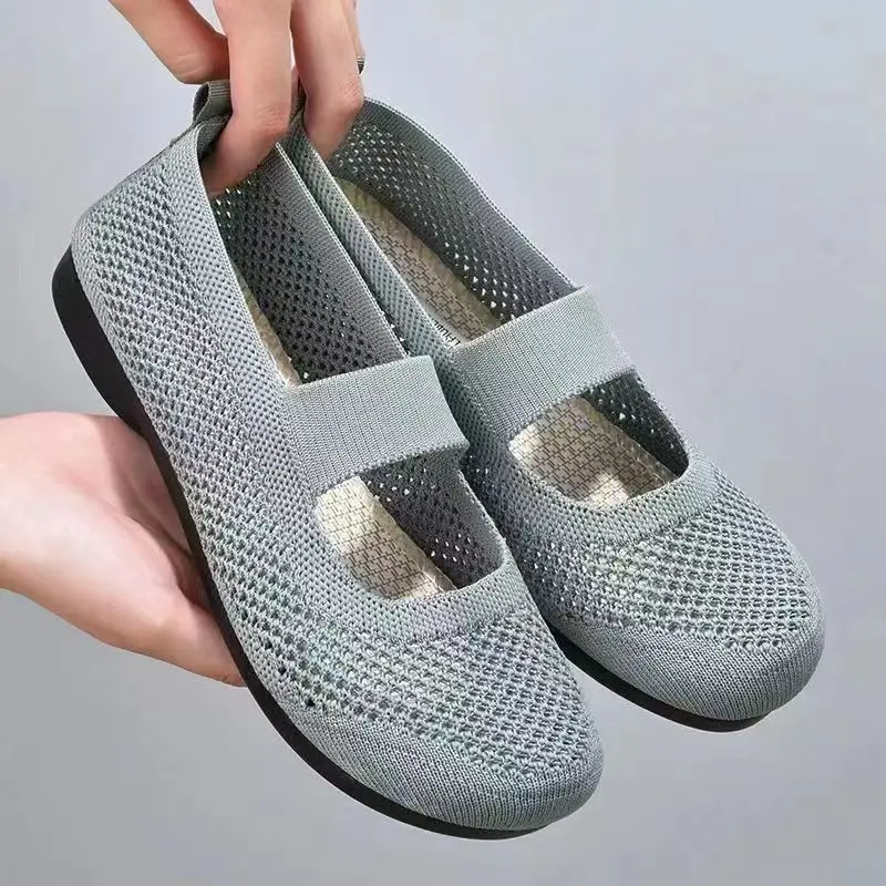 

Woman's New Summer Mesh Hollow Out Low Heel Casual Shoe Soft Sole Non Slip Breathable Shallow Round Toe Elderly Shoes