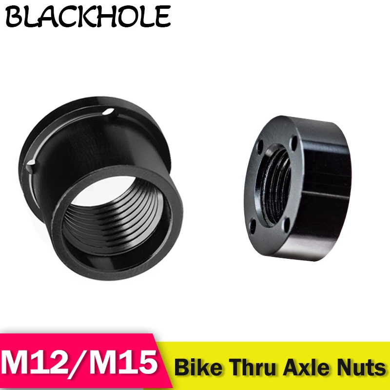 Bike Thru Axle Nut Frame Fork 12mm 15mm Quick Release Shaft Nut For MTB Road Gravel Bicycle Aluminum Alloy Round Bike Screw Nuts