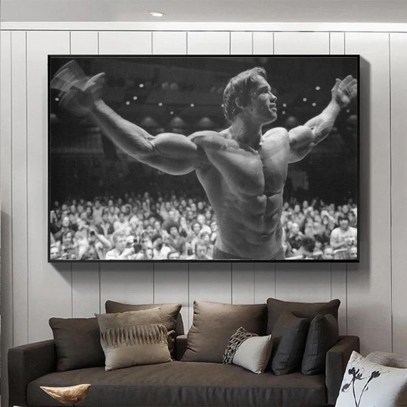 Arnold Schwarzenegger Bodybuilding Motivational Art Canvas Poster Print Fitness Inspirational Picture for Room Wall Decor