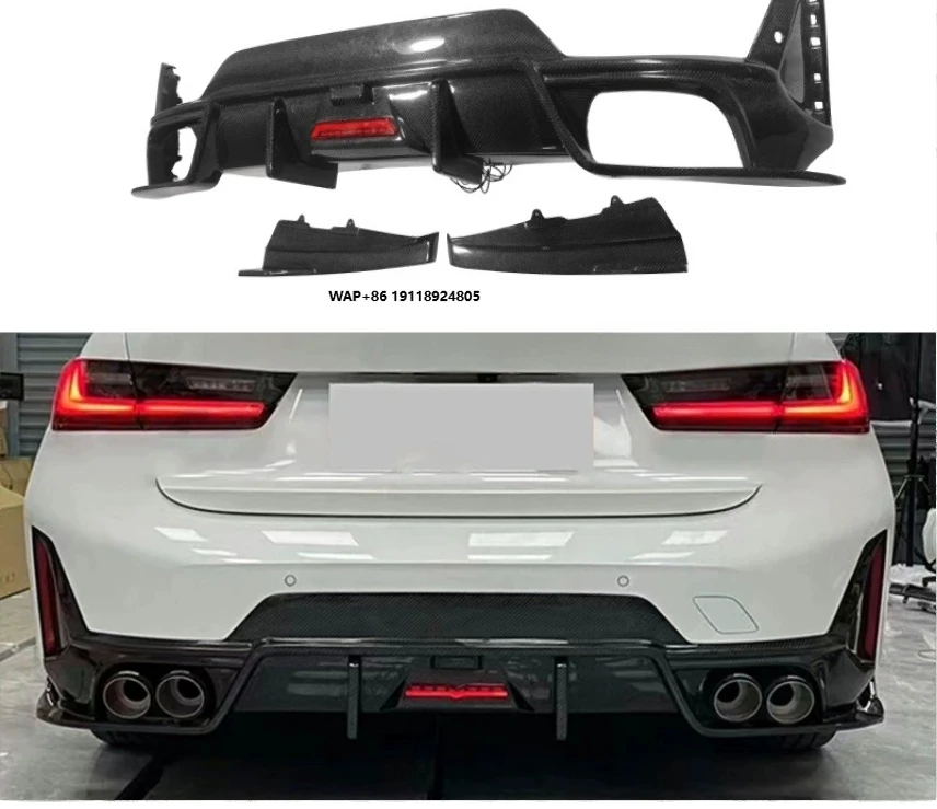 

Modern Carbon Fiber Rear Lip Spoiler for 3 Series G20 New CF Bumper Car Accessories with Exhaust Modified Angle Wrap Upgrade