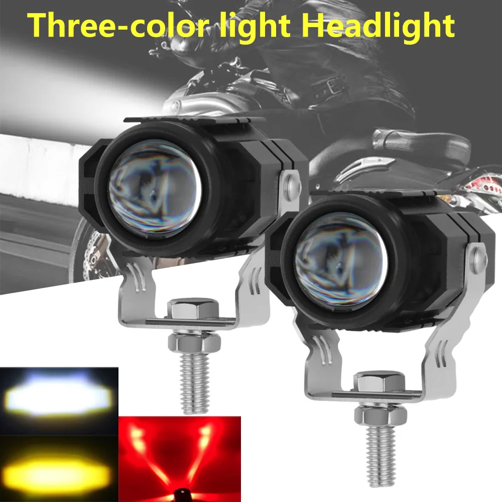 Additional Led Headlights For Motorcycle Fog Lights 12-80V Auxiliary Spotlights Projector Lenses White Amber Red Car Work Lights