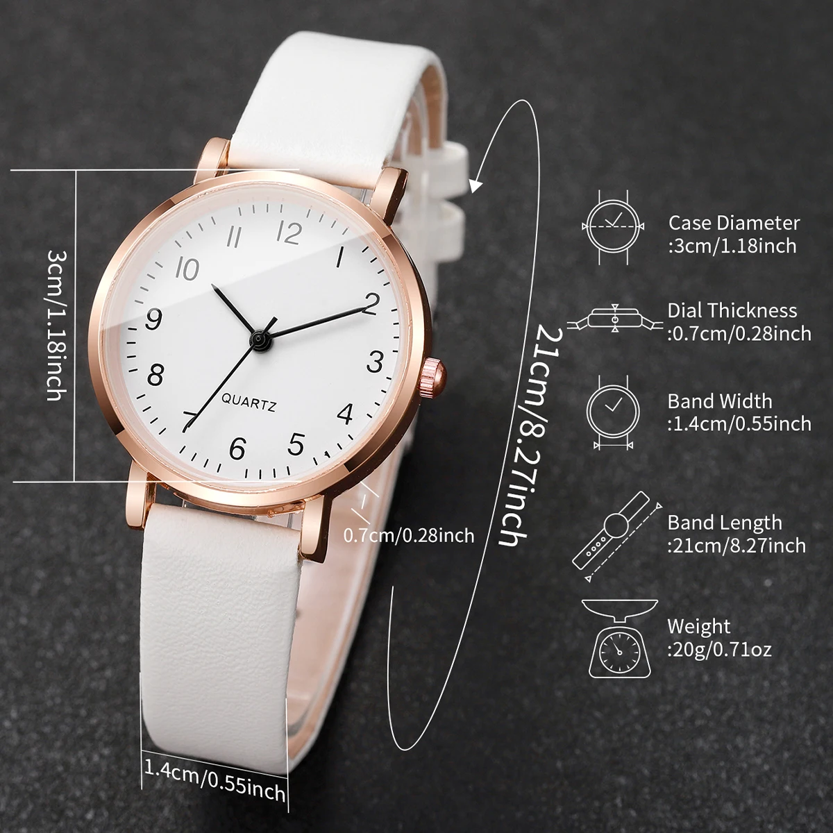 Women's Simple Leather Strap Quartz Watch, Gift