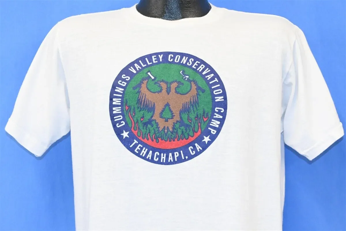 80s Cummings Valley Conservation Camp Tehachapi California CDCR White T Shirt Large