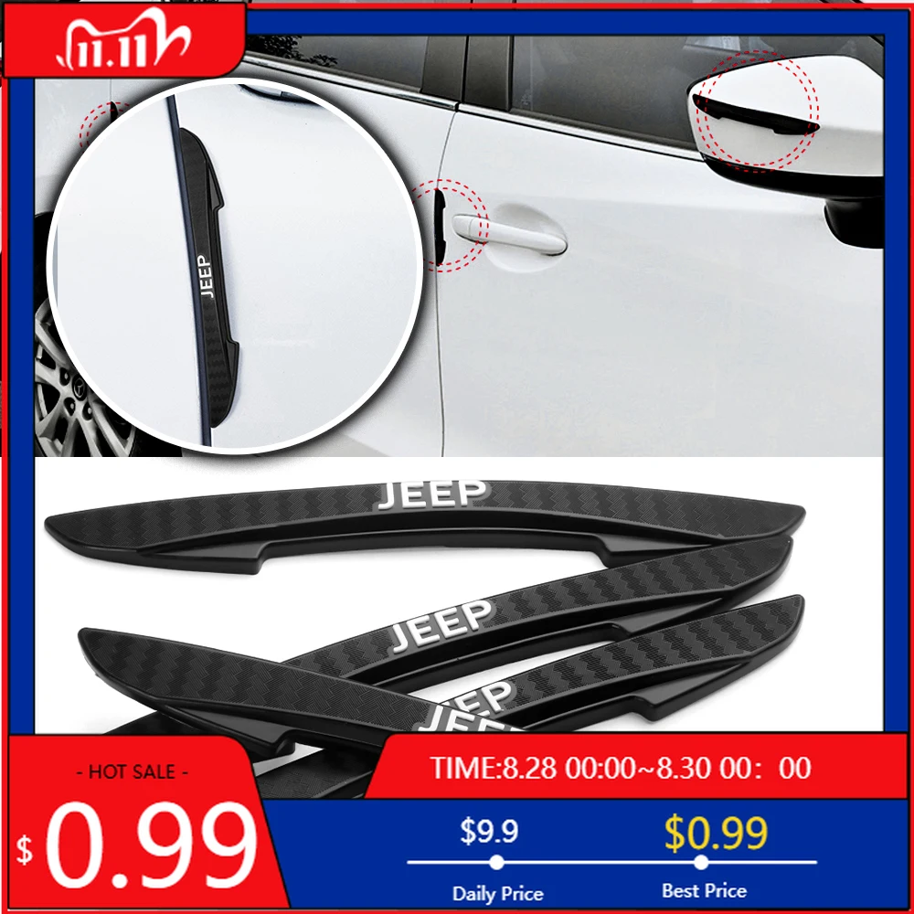 Portavasos, 4 Uds., tiras de parachoques anticolisión para coche, pegatinas protectoras de borde lateral de puerta para Jeep Renegade Compass Wrangler jk Chero