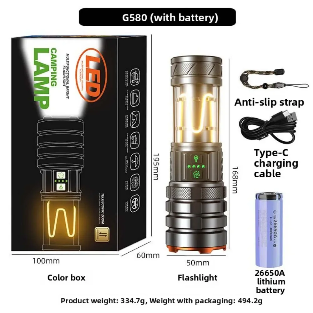 Camping Flashlight With 11 Modes Rechargeable Waterproof Portable High Lumens Flashlight For Outdoor Travel And Use