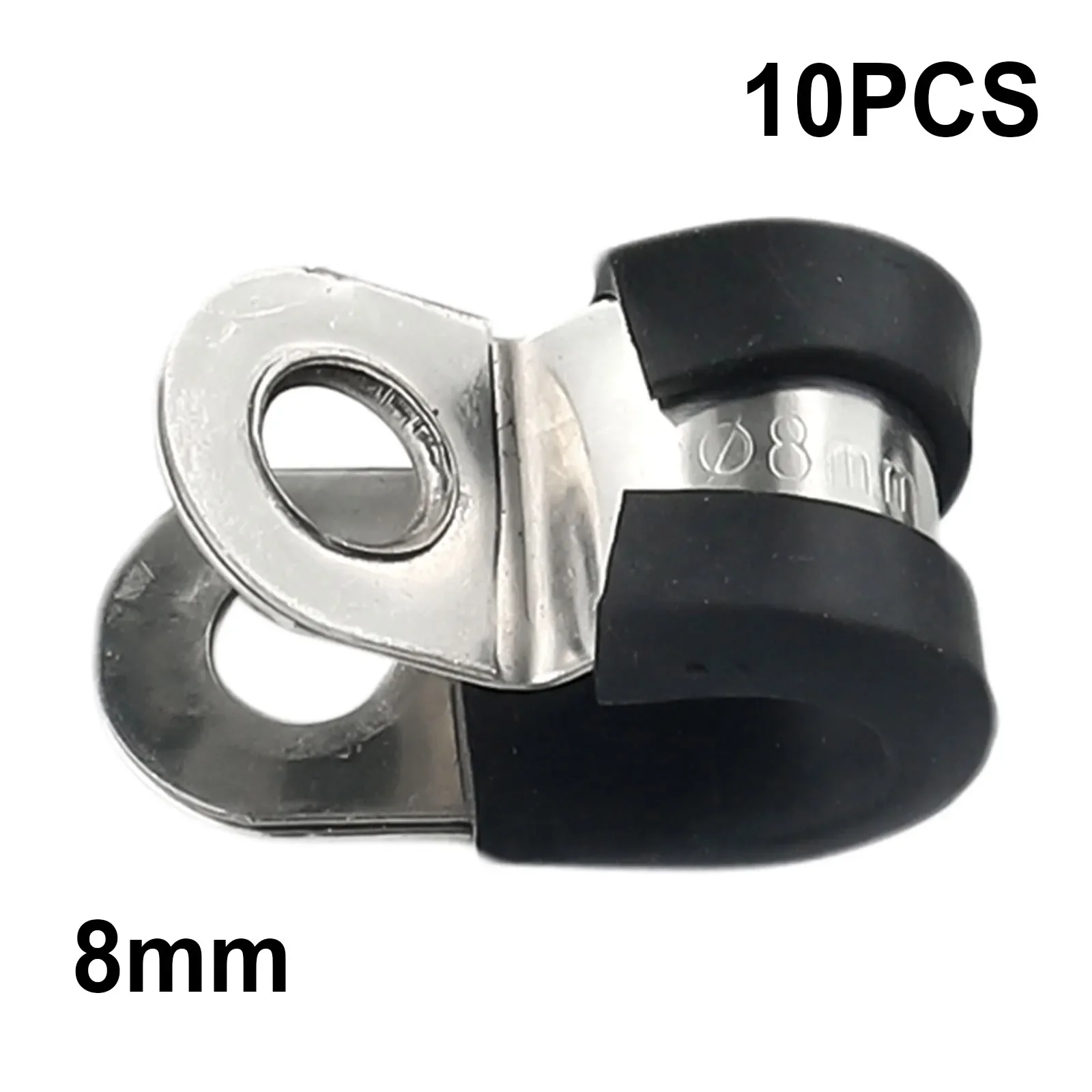 10pcs Rubber Lined P Clips Cable Mounting Hose Pipe Clamp Fixing Pipes Stainless Steel Hardware Fasteners 6mm 8mm 10mm