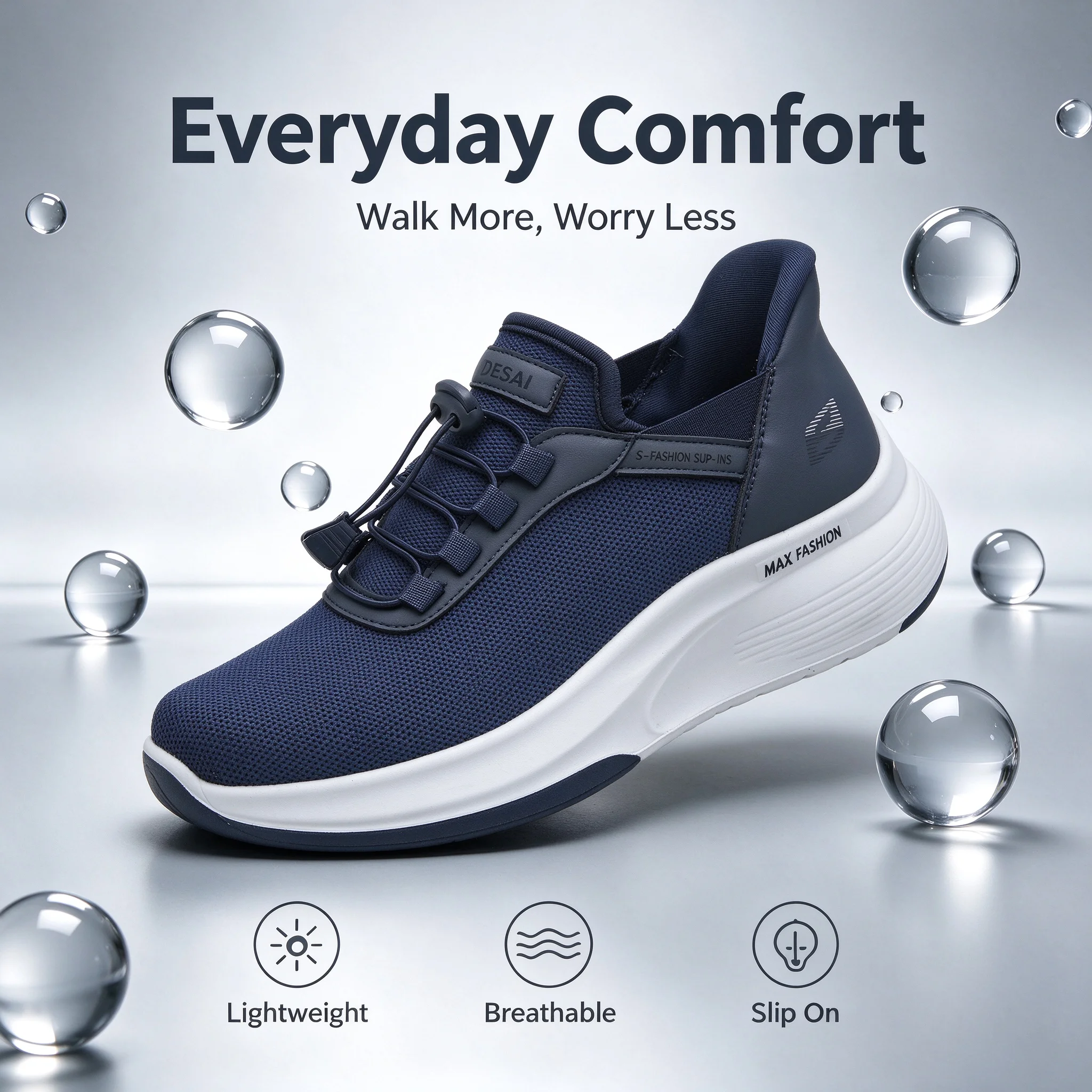 Desai Men's Casual Sports Shoes Elastic Lace Breathable Mesh Sneakers Comfortable Lightweight Walking For Man All Seasons