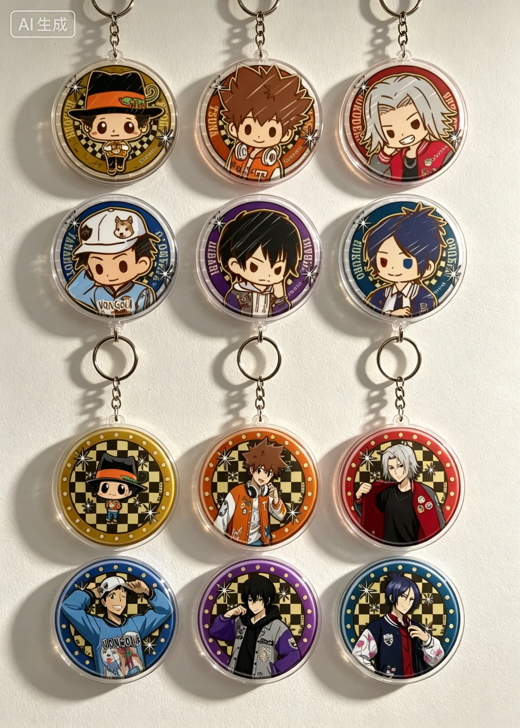 Акриловый брелок-подвеска GraffArt Circle с персонажами аниме Katekyo Hitman Reborn: Савада Цунайоши, Гокудера Хаято, для сумок