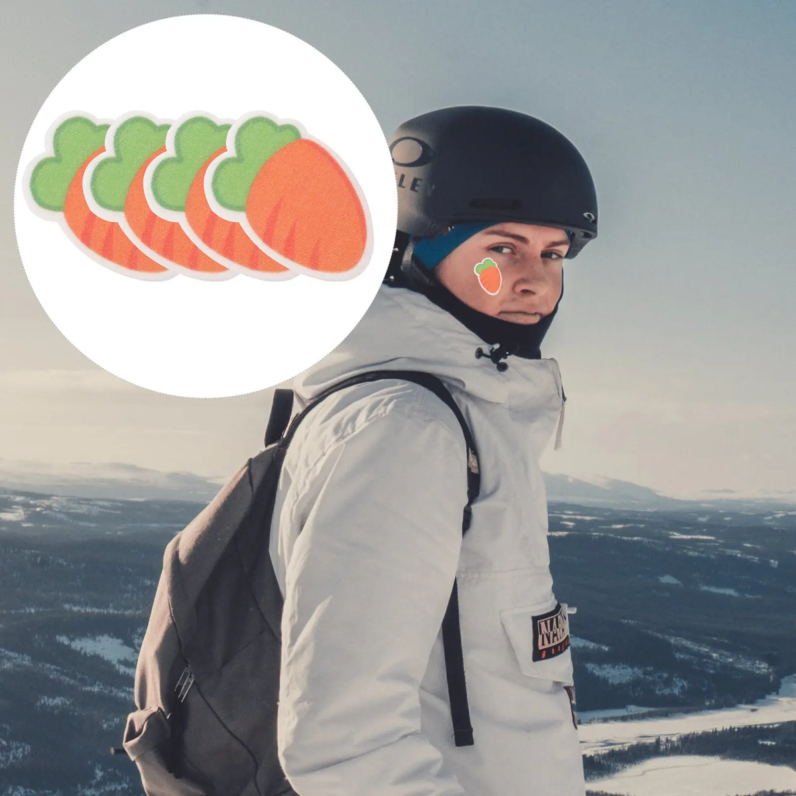 

4Pcs Windproof Antifreeze Face Sticker Cotton Breathable Skin-Friendly Outdoor Sports Facial Protector for Skiing Mountaineering