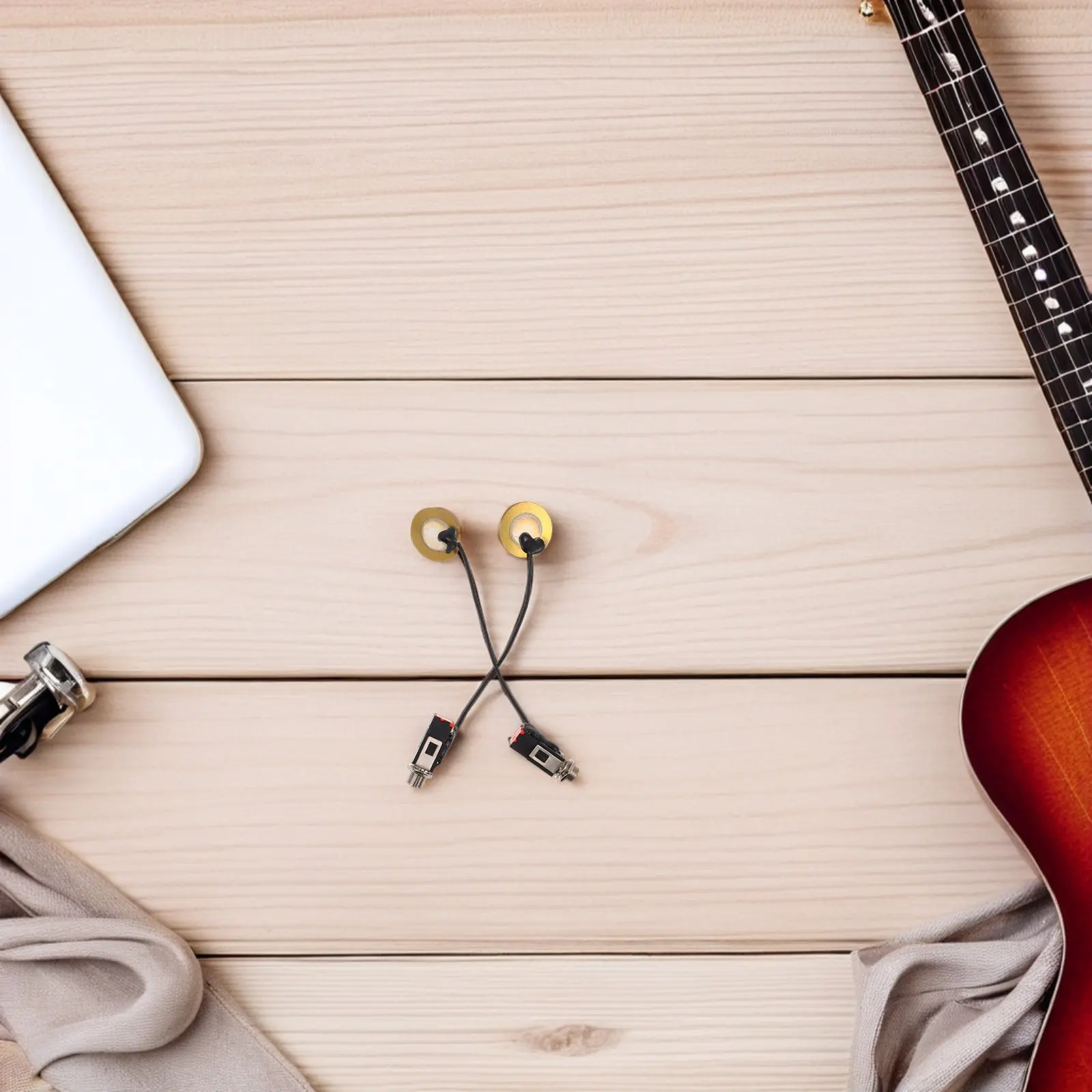 2 Micrófonos de Contacto Piezoeléctricos de Alta Sensibilidad para Instrumentos Musicales: Kalimba, Guitarra Acústica, Violín, Ukelele, Mandolina, Banjo