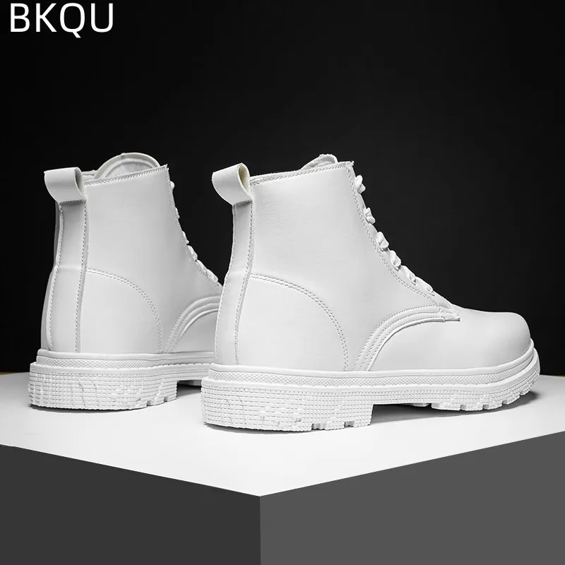 New Men\'s Dress Shoes Men\'s Tooling Shoes Breathable Spring Popular Trend All-match High-top Small White Boots Trend Large Size