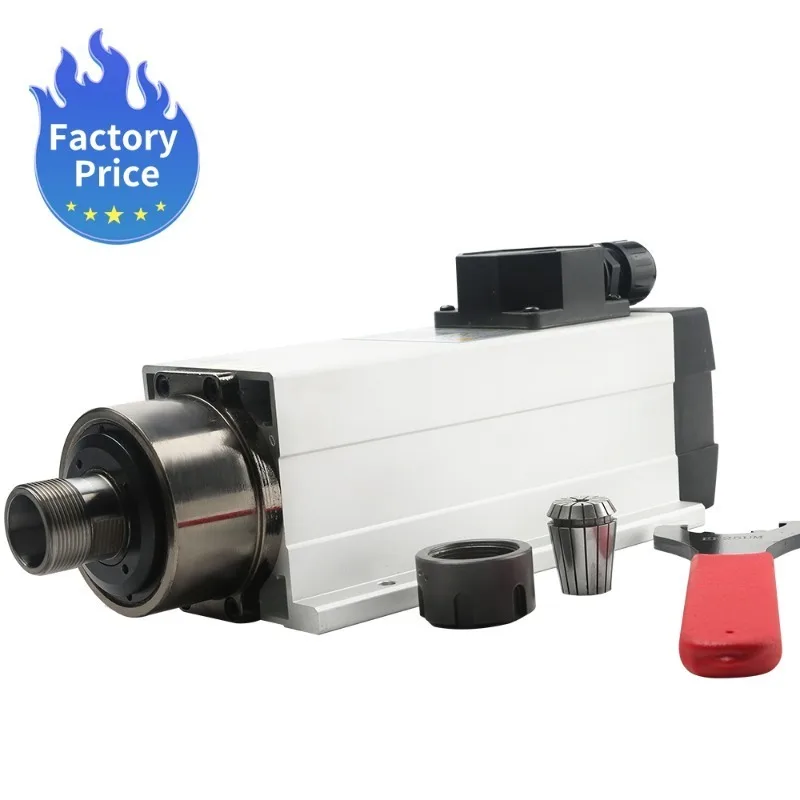 3.5KW High Speed Square Air Cooled Spindle Motor with Flange ER20 BT30/BT40 Bearing 220V/380V 300Hz for CNC Router Engraving