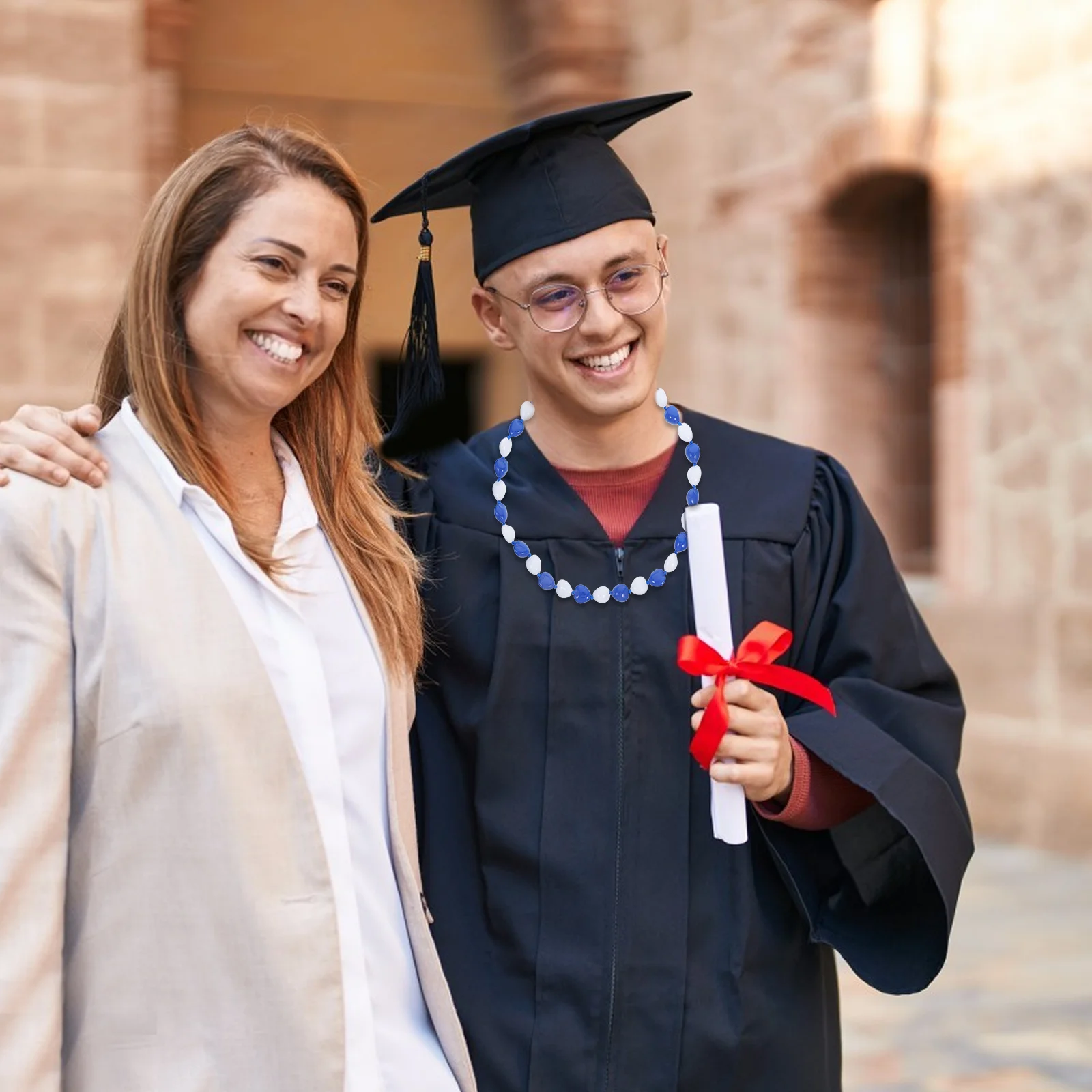 Collana con ghirlanda d'onore con perline acriliche, decorazione per festa di laurea, chiusura a nastro, accessorio per cabina fotografica, collana con perline per feste