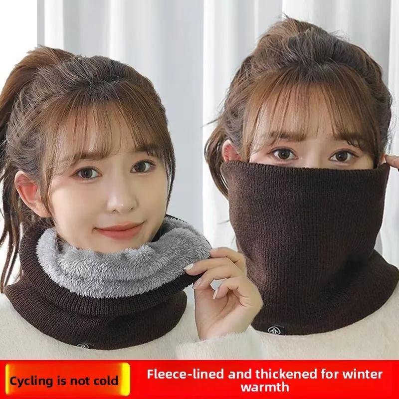 Winter Fleece Neck Gaiter Unisex Thick Knitted Scarf Windproof for Cycling Hiking
