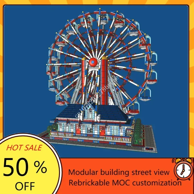 8700 + ชิ้น Ferris ล้อ Modular MOC Creative street view รุ่นที่กําหนดเองปริศนาสถาปัตยกรรม DIY การศึกษาประกอบของเล่นของขวัญ