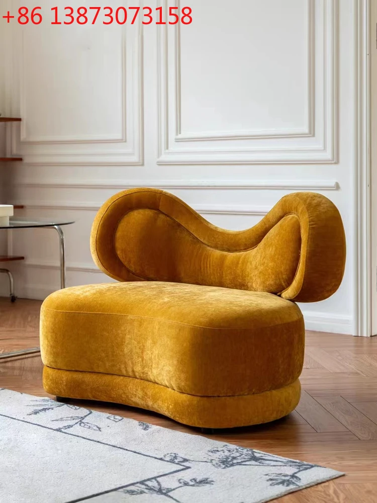 

Retro Style Butterfly Shaped Shortbread Fabric Sofa Living Room Designer Creative Single Arc Leisure Chair