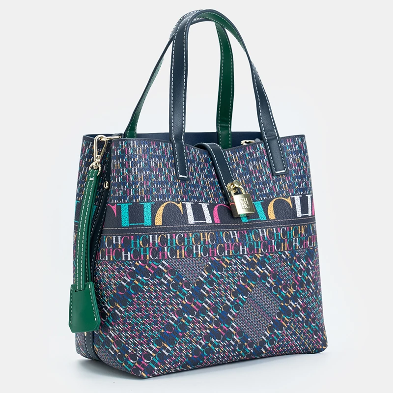 حقيبة حمل ماركة CH الفاخرة، طباعة حروف إبداعية إيطالية عصرية مع تصميم قفل 2025، حقيبة حمل جديدة جميلة #3