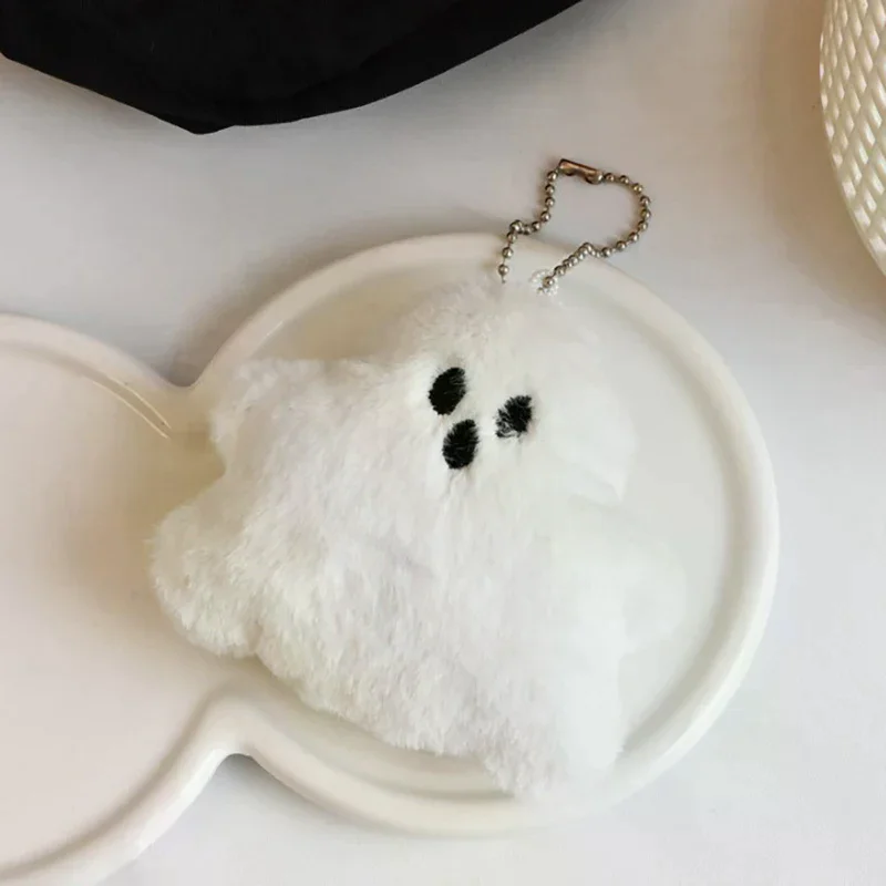 1 قطعة الأبيض أفخم شبح حقيبة قلادة المفاتيح دمية ناعمة حقيبة كتب معلقة الديكور الإبداعية دمية زوجين المفاتيح هدية للأطفال