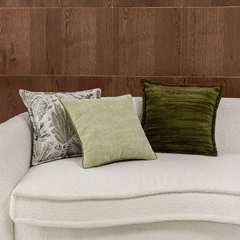 Nordic Green Luxury Pillowcase Texture Design Geometric Plant Jacquard Pillow Covers Decorative Modern Home Decor Cushion Covers