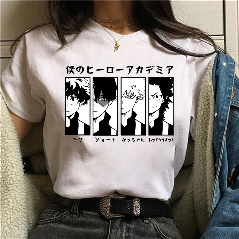 New Anime Deku Bakugou Katsuki Todoroki Shoto Print T-Shirt Men Women Fashion Short Sleeve Casual Summer Tops Tees