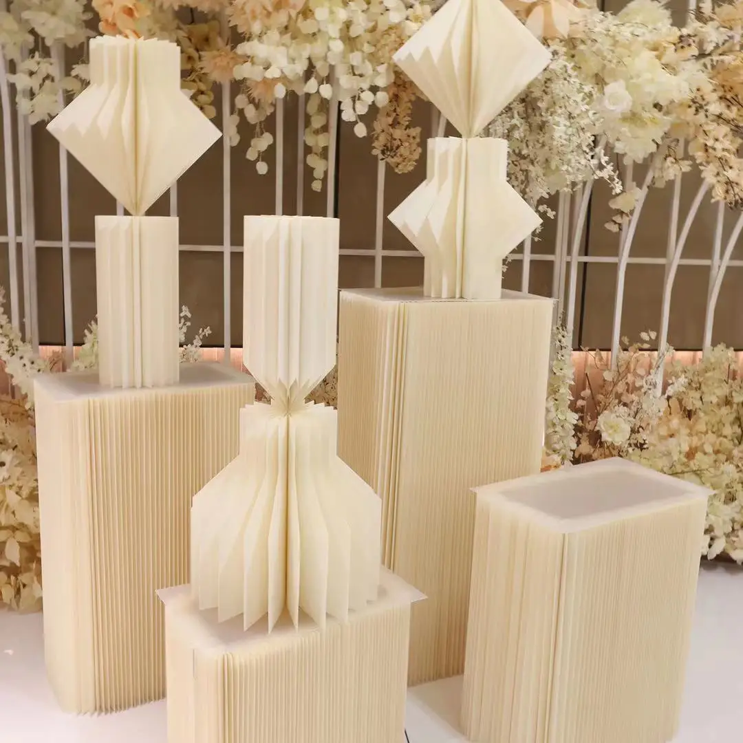 E192High Quality High Density 3D Paper Table Rectangular Folding Wedding Props Wedding Decoration Hotel Mall Window Arrangement
