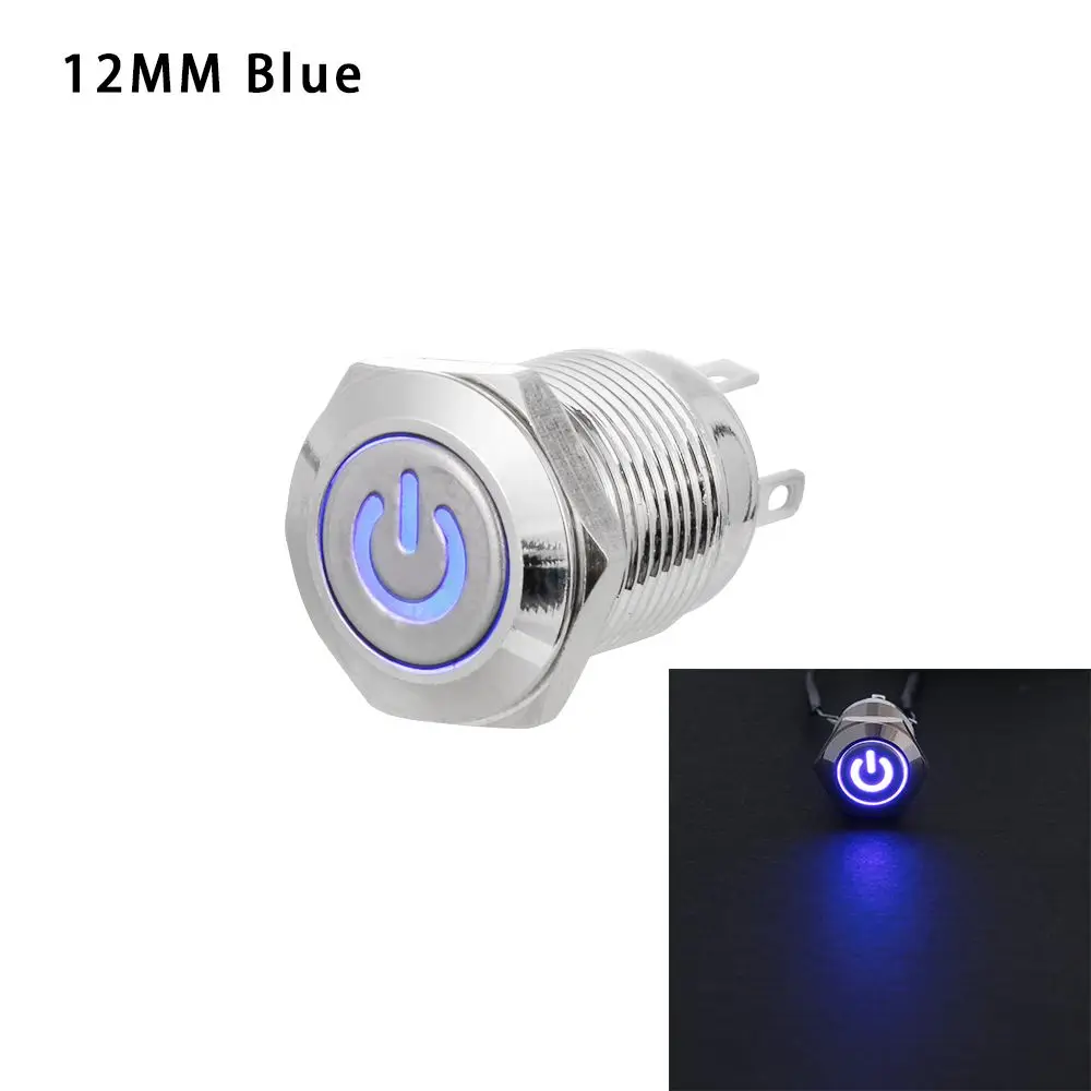 Waterproof Durable Metal 16/12mm Push Button Car LED Power Momentary Switch LED ON/OF