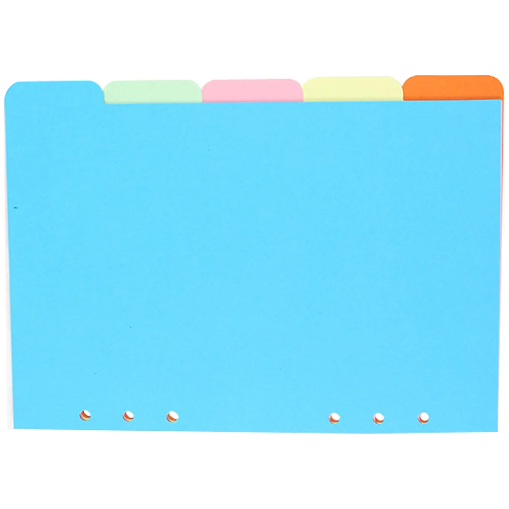 5 Pcs Index Paper Label Notebook Divider Binder Organizer Refill File Cards Punched Colorful