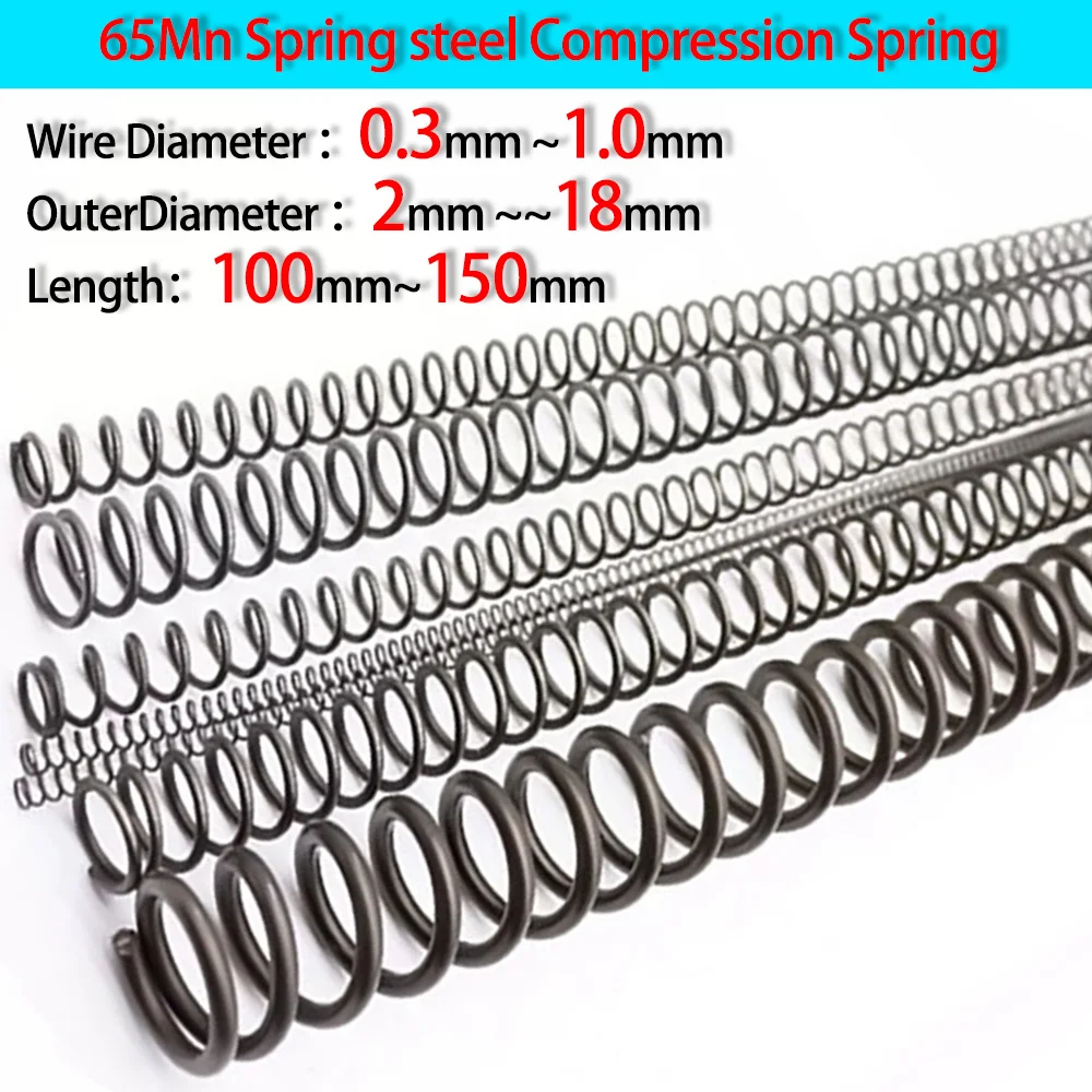 Compressed Spring Wire Diameter0.3-0.8mm,Outer Diameter 2mm-20mm,Length 100mm Release Spring Return Spring 1 Pcs